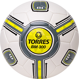 Мяч футб. TORRES BM 300, F323655, р.5, 32 пан.,ТПУ, 2подкл. слой, маш. сш., бело-серо-желтый